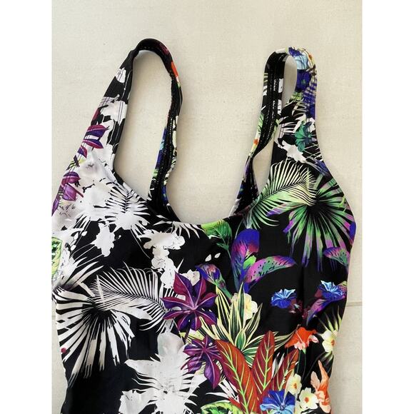 Tinibikini Swim Tropical Floral One Piece Swimsuit Strappy Sides - Picture 2 of 9